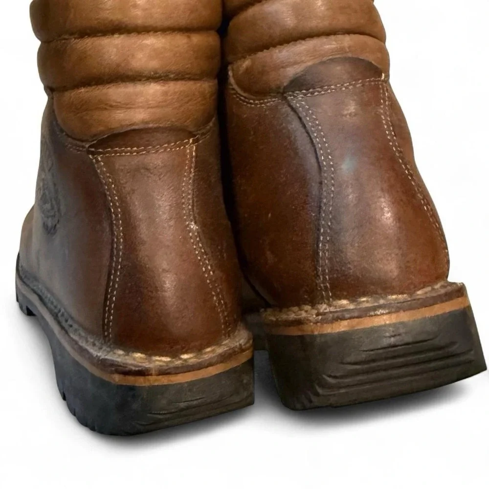 Vintage PMS By Patons Gro Nell Brown Distressed Leather Boots Mens 7.5 80s 90s